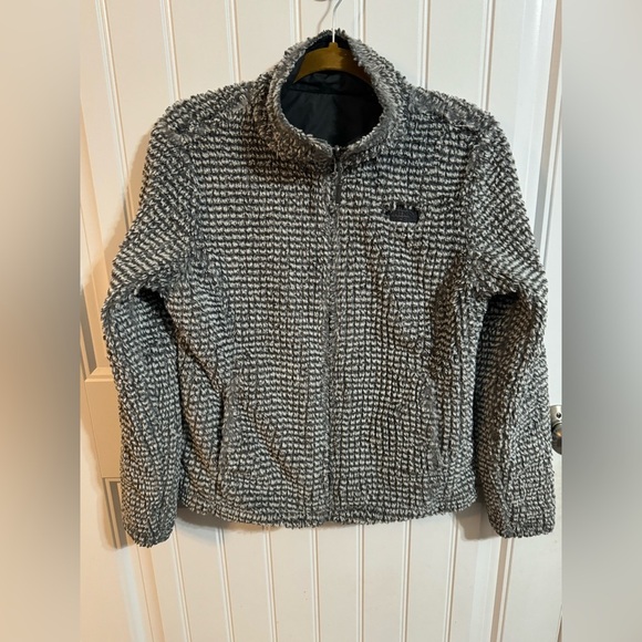 The North Face Mossbud Swirl Reversible Jacket Charcoal Gray - Picture 2 of 7